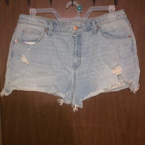 High Rise Shortie Distressed Shorts